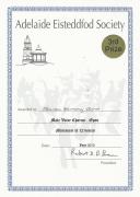 Adelaide Eisteddfod 2015 3rd Place Certificate